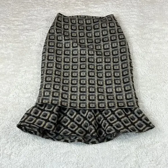 Casch by Gro Abrahamsson Geo print mermaid ruffle pencil skirt, 36 small - Picture 3 of 10
